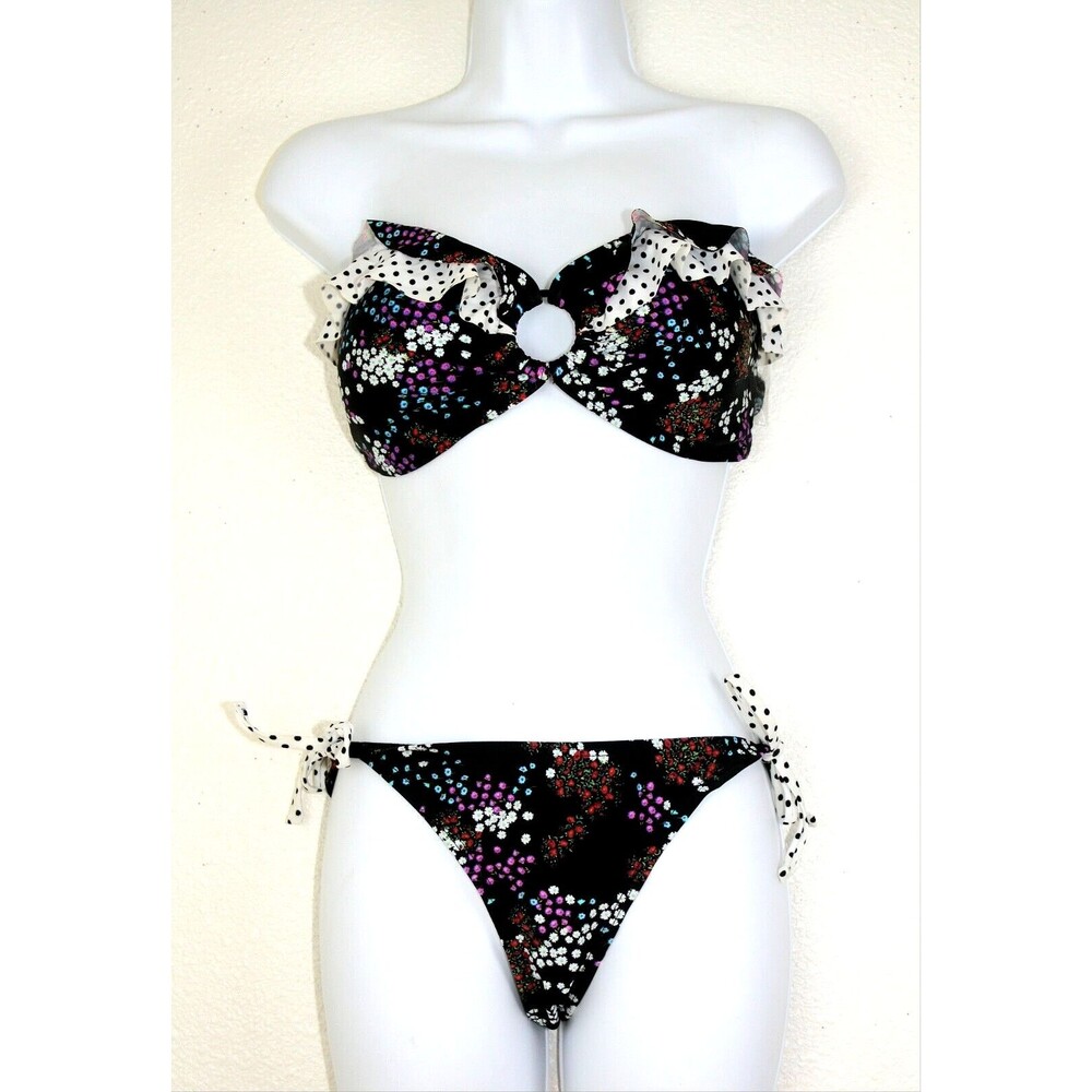 NWOT SHI 2 Pc Swimsuit Bandeau Halter Top Bikini Bottom 2 Patterns M / XL #02
